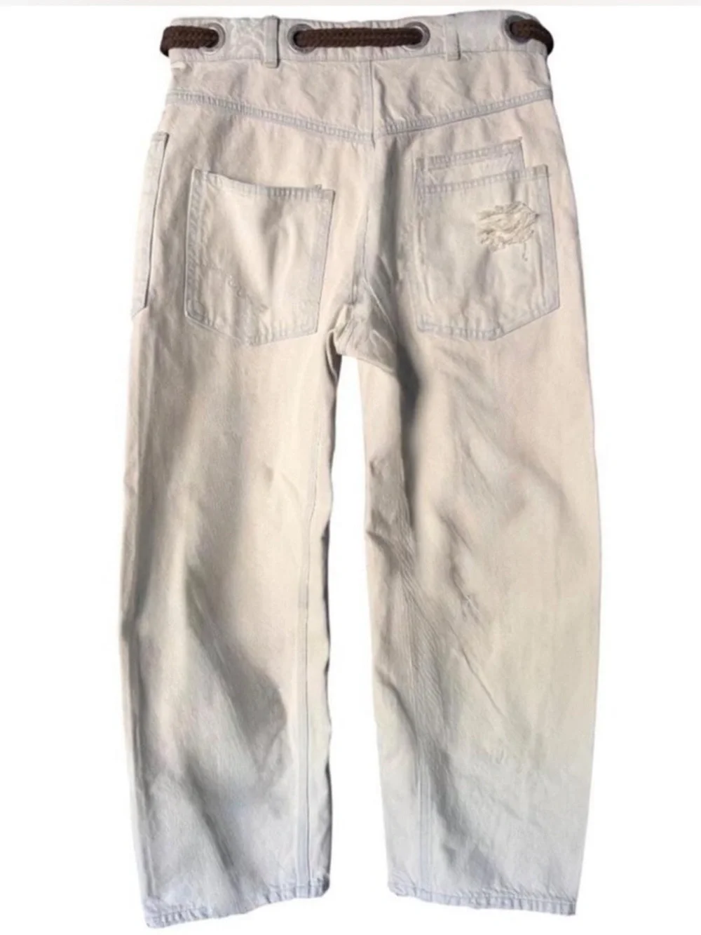 Free People Moxie Barrel Jeans Sea Mist NWOT Distressed Pull On Low Slung 27 - Picture 3 of 4